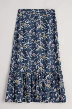Seasalt Cornwall Skirts<Wildflower Field Tiered Midi Skirt Printed Plant Squall