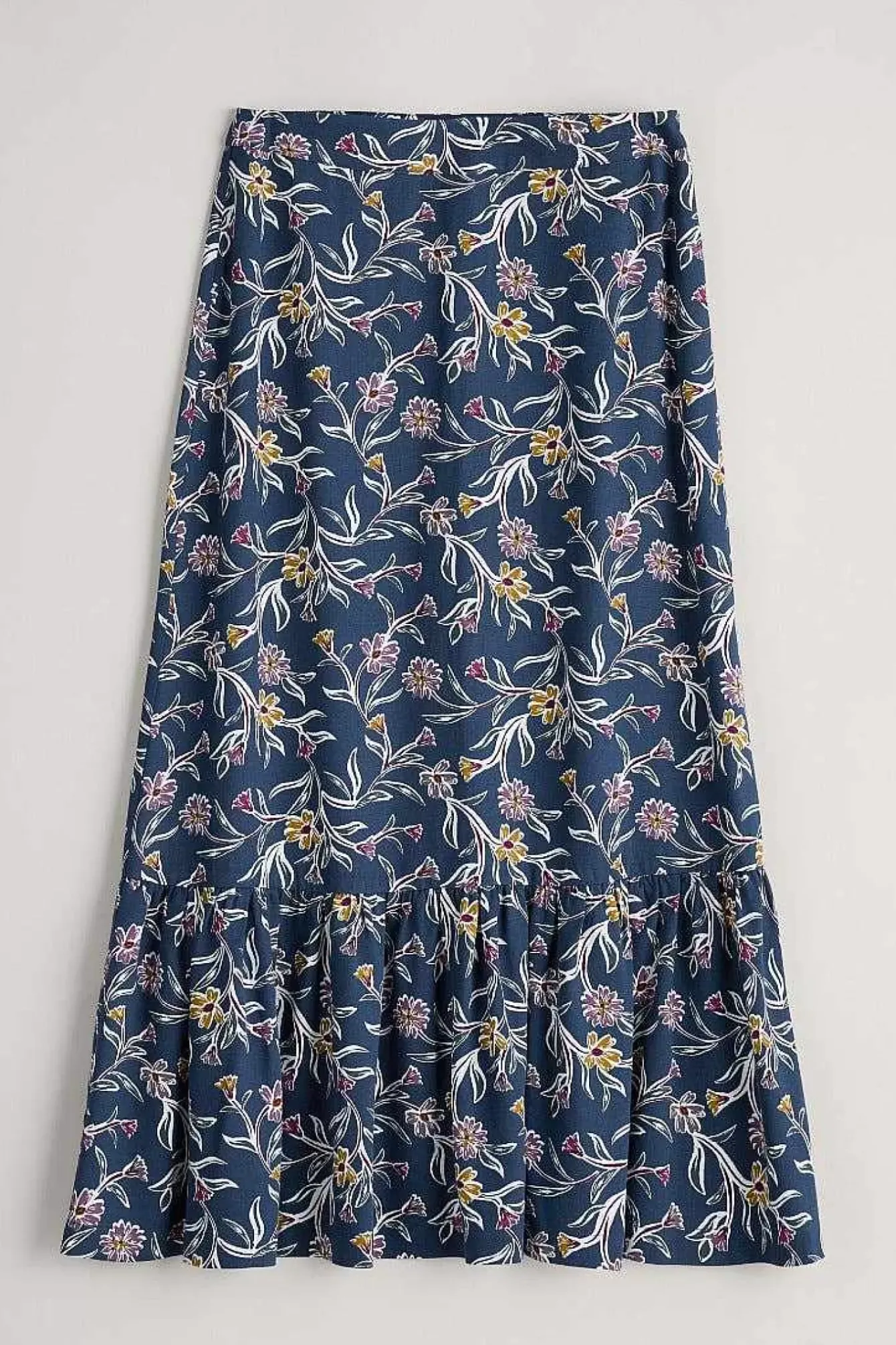 Seasalt Cornwall Skirts<Wildflower Field Tiered Midi Skirt Printed Plant Squall