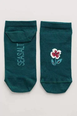 Seasalt Cornwall Socks & Tights<Women's Arty Organic Cotton Trainer Socks Celandine Clear Sky