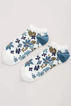 Seasalt Cornwall Socks & Tights<Women's Arty Organic Cotton Trainer Socks Celandine Clear Sky